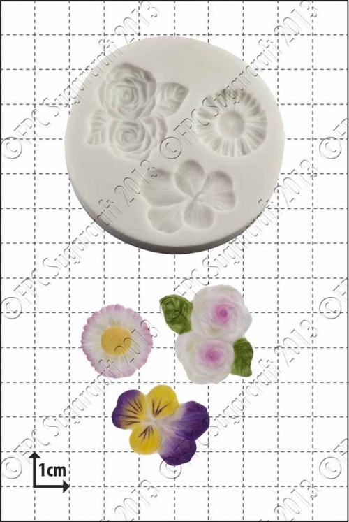'Viola, Roses & Daisy' Silicone Mould